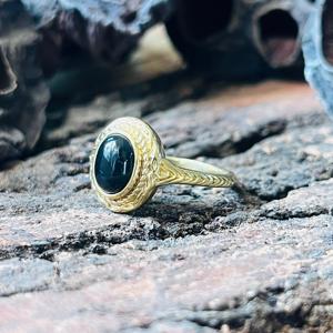 Anillo Étnico Bohemio de Latón con Ónix Negro, Joyería Artesanal con Piedras Preciosas para Mujer, Chapado en Oro/Plata de 18K, Venta al Por Mayor - Product Image 5
