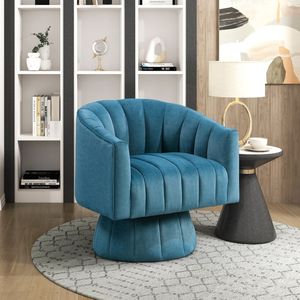 Poltrona Girevole in Velluto Teal Scuro, Moderna e Lussuosa, Comoda per Soggiorno - Product Image 1