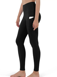 High Waist Full Length Solid Colors <b>Leggings</b> <b>With</b> <b>Pockets</b> Seamless Elastic Waist Four-Way Stretch Yoga <b>Leggings</b> By Run Apparel - Product Image 6