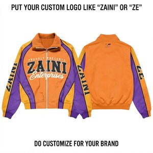 เสื้อแจ็คเก็ตกันลมน้ำหนักเบาสำหรับผู้ชาย Zaini Enterprises ผ้าโพลีเอสเตอร์/ไนลอน 70 GSM พร้อมฮู้ด สไตล์ไฮสตรีท สีส้ม/ม่วง/เหลือง - Product Image 1