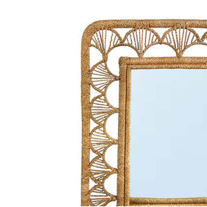 Handwoven Boho Decor Rectangle <b>Rattan</b> Wall <b>Mirror</b> Rectangle <b>Rattan</b> Wall <b>Mirror</b> - Product Image 3
