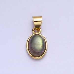 Labradorite Oval Necklace 925 Sterling Silver 14K Gold Plated Natural Gemstone Charm Elegant Jewelry Gift Women - Product Image 4