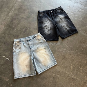 Shorts de Mezclilla para Hombre, Estilo Denim Tears, Desgastados, Lavados, Moda Urbana, Ropa de Verano, Proveedor OEM - Product Image 1