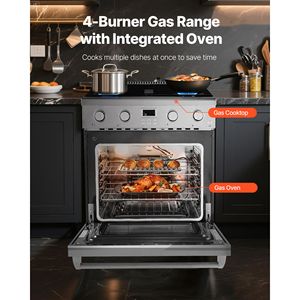 29.9-Inch Freestanding Stainless Steel Gas <b>Range</b> Oven with 4 Sealed Cooktop Burners Easy Reach Racks 4 Sealed Cooktop Burners - Product Image 4