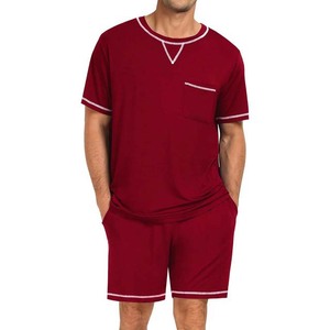 Conjuntos de dos piezas de color negro con bolsillo en el pecho, conjuntos de camiseta para hombre, totalmente personalizables - Product Image 4