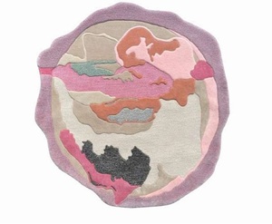 Tapis de maison en laine mélangée européenne, tufté à la main, lavable, adapté aux animaux domestiques, à poils moyens, motif floral moderne, sans cadre - Product Image 3