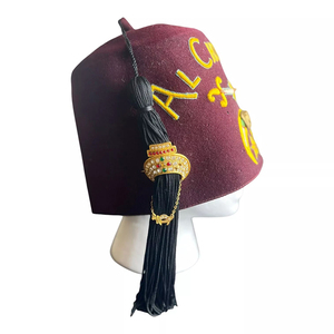 High Quality Customization Color 100% Wool Masonic Hat 3D Embroidery And Rhinestones For Sports & Travel Fez Masonic Hat - Product Image 3