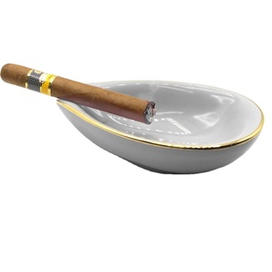 Cenicero de cerámica con forma Ovalada para hogar, oficina, Hotel, Bar, restaurante, mesa de coche, Color blanco - Product Image 1