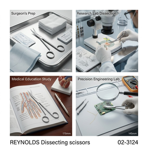 Tijeras de Disección Reynolds de 145 mm con Puntas Curvas Delicadas, Tijeras Quirúrgicas de Acero Inoxidable para Cirugía Plástica y ORL - Product Image 4