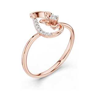 Anillo de Plata con Diamante Cultivado en Laboratorio, Corte Brillante Redondo, Diseño Floral Abstracto, Anillo de Compromiso para Mujer, Ideal para Regalo y Fiesta - Product Image 2