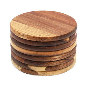 Sets de table en bois de caoutchouc, respectueux de l'environnement, compostable, couleur claire, gobelets en bois naturel - Product Image 1