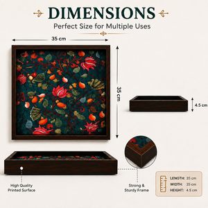 Plateau de rangement carré en bois, motif floral, finition laquée, style moderne, utilisation en cuisine, multifonctionnel, compatible lave-vaisselle, capacité 0-1L - Product Image 5