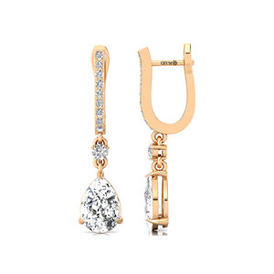 Pendientes de Aro Colgantes con Diamante Cultivado en Laboratorio de Corte Pera de 9*7mm, 2 Quilates, Oro de 14K y 18K, Forma de Gota de Agua, Certificado IGI, Lujosos, Unisex, Finos - Product Image 3