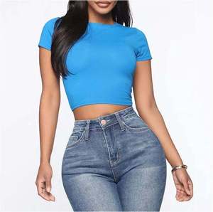Camiseta Corta Personalizada para Mujer, Cuello Redondo, Manga Corta, Secado Rápido, Ajuste Ceñido, 100% Algodón, para Ejercicio, Trotar, Casual, Fabricación OEM - Product Image 1