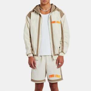 ชุดเซ็ตผู้ชายปักลายตามสั่ง ผ้าไนลอนซิปหน้า ชุดกันลมสองชิ้นสำหรับฤดูร้อน ชุดวอร์มผู้ชาย - Product Image 1