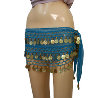 Pañuelo de cadera para danza del vientre, falda de danza del vientre con monedas brillantes, equipo de disfraz de baile, EE. UU.