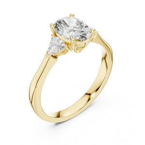 แหวนหมั้นเพชรทรงรีและทรงสามเหลี่ยมเพชรพลอยสังเคราะห์ทองคำ 14K สีเหลืองสำหรับผู้หญิง |   แหวนครบรอบหรูหราที่ได้รับการรับรองจาก IGI - Product Image 5