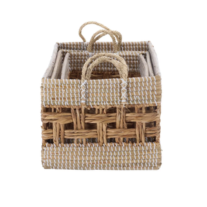 Wholesale Farmhouse Seagrass <b>Water</b> <b>Hyacinth</b> Nested Storage <b>Baskets</b> for Organizing With Handles Made in Vietnam - Product Image 4