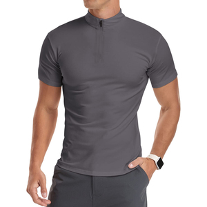 Camiseta de punto ligera de manga corta con cuello de cremallera para hombre, estilo casual, deportiva, de verano, tipo jersey, con cremallera de un cuarto - Product Image 4