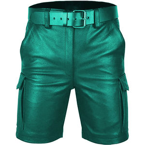 Made in Pakistan <b>Men's</b> <b>Leather</b> <b>Shorts</b>-Solid Hip Hop Style Waterproof Canvas Knitted Fabric OEM Service Custom Color High Quality - Product Image 1