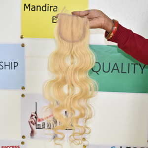 Prix d'usine en gros Cheveux indiens bruts non traités vierges Remy Deep Wave Water Wave Loose Wave Blonde Closure Body Wave Temple - Product Image 5