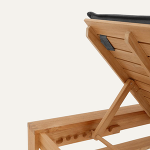 Chaise longue d'extérieur en teck massif réglable pour jardin et mobilier de resort - Product Image 3