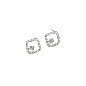 S925 <b>Silver</b> Pendant Trendy Female Square Earpin Pin DIY Jewelry Accessories 1387 <b>Chain</b> <b>Earrings</b> Personalized Stud <b>Earrings</b> Set - Product Image 5