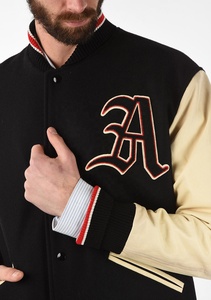 Custom Logo Men's Wool Varsity <b>Jacket</b> With Genuine <b>Leather</b> Sleeves Satin Lining Varsity Letterman <b>Jacket</b> - Product Image 5