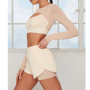 Ropa de yoga de manga larga personalizada para mujer, nueva colección de invierno, conjuntos deportivos de fitness con colores contrastantes, para correr al aire libre, OEM - Product Image 3