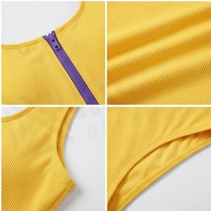 Maillot de bain une pièce côtelé jaune pour femme North Approach avec fermeture éclair sur le devant et décolleté en V - Product Image 4