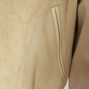 Nouvelle veste Lettermen en daim, style universitaire, beige, coupe classique, col rabattu, fermeture boutonnée, style décontracté pour l'automne - Product Image 6