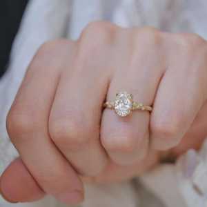 Anillo de compromiso de oro macizo de 14 quilates con diamante ovalado cultivado en laboratorio, estilo vintage antiguo, solitario, para mujer, venta al por mayor personalizada - Product Image 6