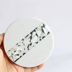 Posavasos Redondo de Cerámica con Incrustaciones de Concha, Moderno y Antideslizante, para Decoración del Hogar - Product Image 1