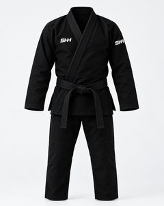 Customizable Black BJJ Gi Set Professional Pearl Weave Jiu Jitsu <b>Jacket</b> with Durable Reinforced Martial Arts Pants - Product Image 1