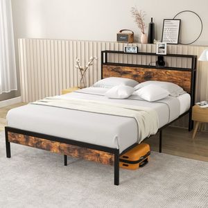 Struttura letto in metallo con testiera contenitore e stazione di ricarica - Misure Twin, Full, Queen - Product Image 3