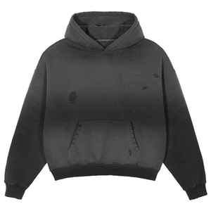 Sudadera corta retro de alta calidad y peso pesado para hombre, con capucha y hombros caídos, doble capucha. - Product Image 4