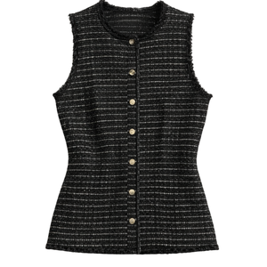 Haut sans manches en tricot texturé pour femme, col rond, décontracté, léger, élégant, idéal pour l'été et les superpositions - Product Image 1