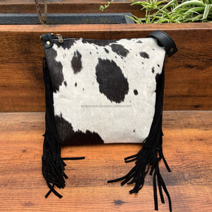 Bolso bandolera con flecos de cuero de vaca de alta calidad para mujer, bolso de hombro de cuero genuino occidental, bolsos para ocultar el pelo - Product Image 2