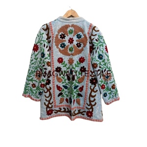 100% meilleure qualité Boho Style classique élégant Kimono veste Suzani brodé à la main coton bord brut veste courte broderie - Product Image 2