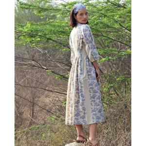 Vestido Maxi con Estampado Floral para Mujer, con Mangas Abullonadas, Cuello en V con Botones, Estilo Boho Vintage - Product Image 4