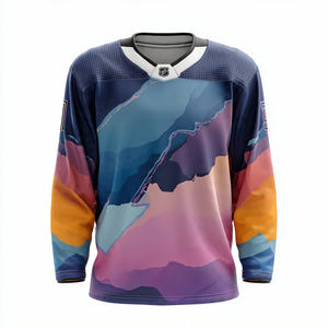 Maillot de hockey personnalisé au design tendance, 100% polyester, chemise de hockey sur glace, boutonnée, col en V, maillots de hockey sur glace unisexes - Product Image 5