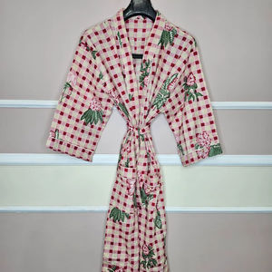 Kimono de Terciopelo de Algodón Suave de Lujo para Mujer, Kimono de Terciopelo con Estampado de Flores de la Selva, Cuello en V, Largo Completo, Lavable a Máquina, para Invierno - Product Image 1