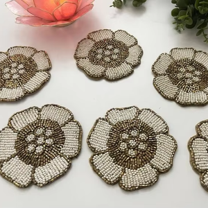 Posavasos de bordado con cuentas de semillas premium para regalo, posavasos creativo de bordado con cuentas de semillas para comedor - Product Image 1