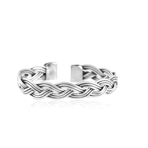 Silver Mountain 925 Sterling Silver Vintage Multi-Strand Braided <b>Charm</b> Bracelet Handcrafted Open Kada Polished Finish Unisex - Product Image 4
