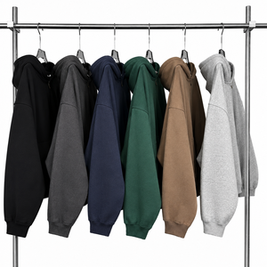 Unisex Customizable Logo Zipper-Up Boxy Hoodie High Street Style Fleece Oversized Heavyweight 370g Winter - Product Image 2