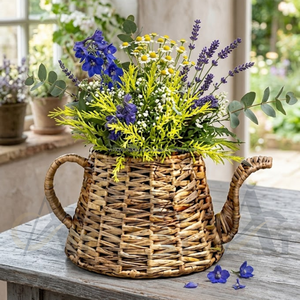 Panier à plantes en rotin naturel 100% coton tissé à la main, écologique, rustique, pour plantes d'intérieur, panier décoratif de jardin - Product Image 5