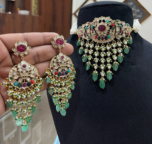 Premium Quality Jadau Polki Kundan Necklace <b>Set</b> Luxury Appeal Classy And Elegant Design Perfect For Weddings, Party Wear - Product Image 1