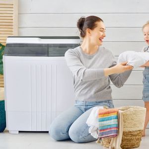 Lavatrice Portatile a Doppia Vasca per Appartamenti con Controllo Timer e Pompa di Scarico Inclusa - Attrezzatura di Lavaggio Perfetta - Product Image 2