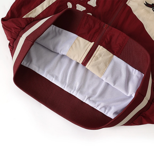 Chaqueta Bomber Omega Retro con Rayas Diagonales Color Granate, Cierre Completo, Impermeable, Estilo Urbano, Cuello y Puños Acanalados, Tallas Grandes - Product Image 5