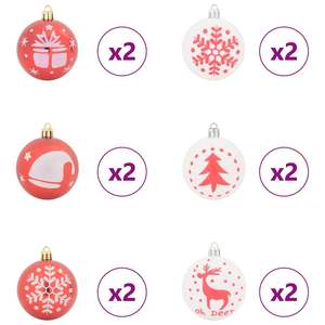 Ensemble de 40 boules de Noël rouges et blanches, boules en plastique et décorations pour arbre de Noël - Product Image 4